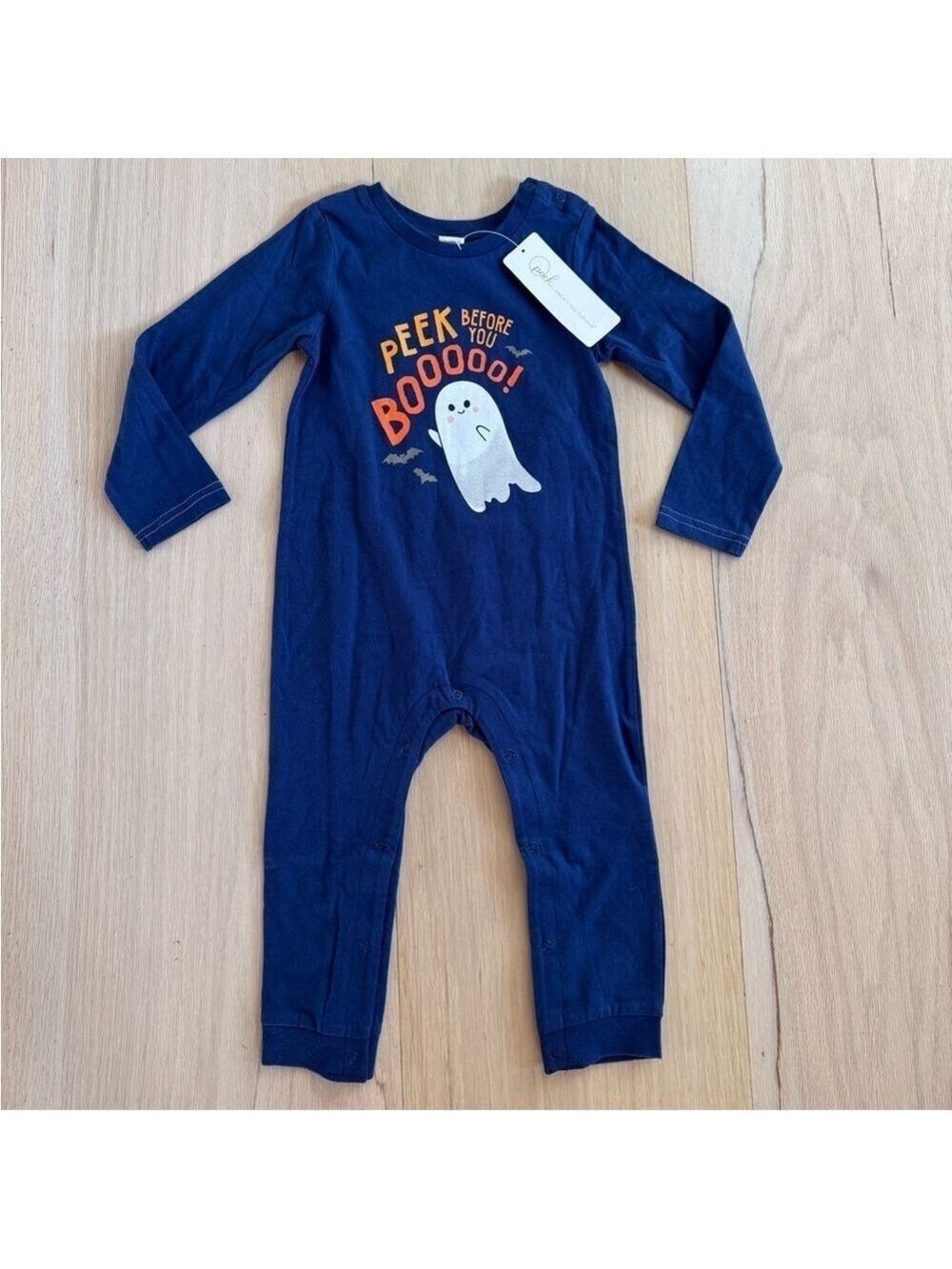 Peek Kids Halloween Onesie Navy Blue Ghosts October Size 18-24 Months NWT